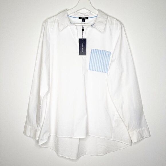 TOMMY HILFIGER White Long Sleeve Blouse  - Picture 1 of 10